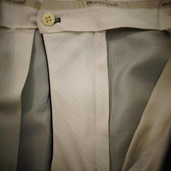 Pronto Uomo Wool Black Pleated Cuffed High Rise Dress Pants 38/27 Lined Partiall - Picture 5 of 7